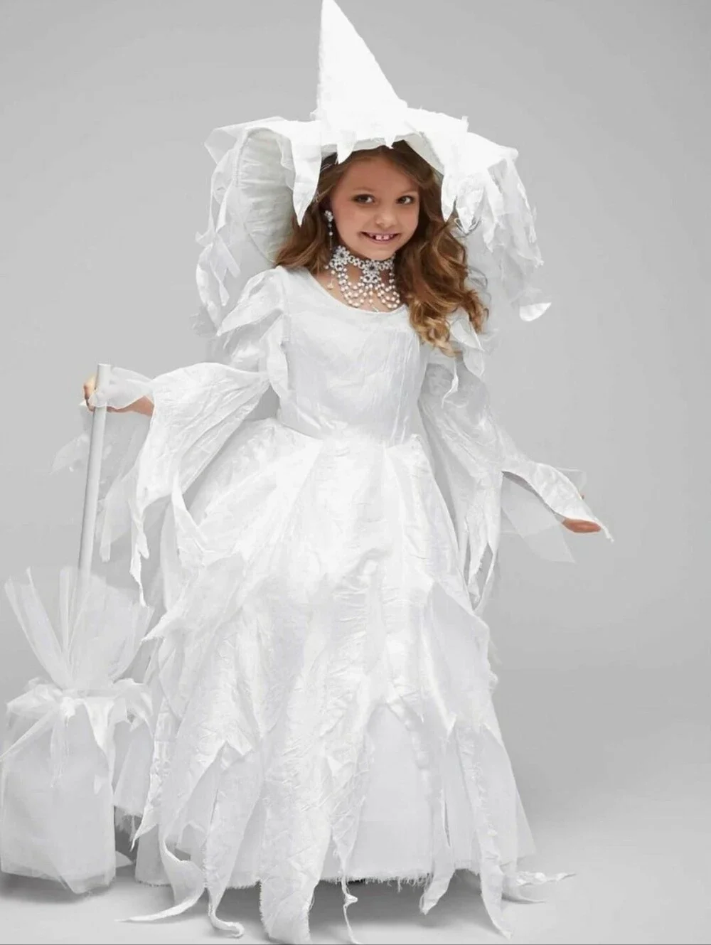 Chasing Fireflies - White Ghost Midnight Witch Kids Sz 6 Costume